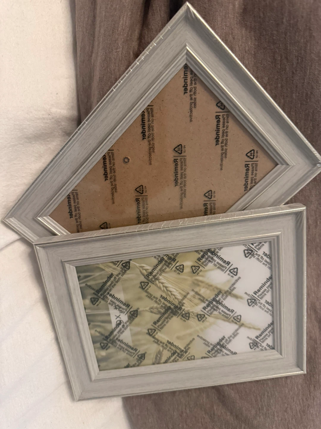 Set of 2 Grey Picture Frames with silver detail