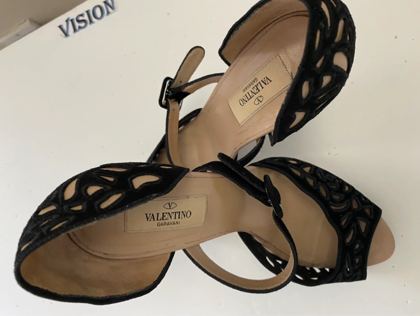Valentino Garavani Black Suede Laser Cut Heels - photo 4