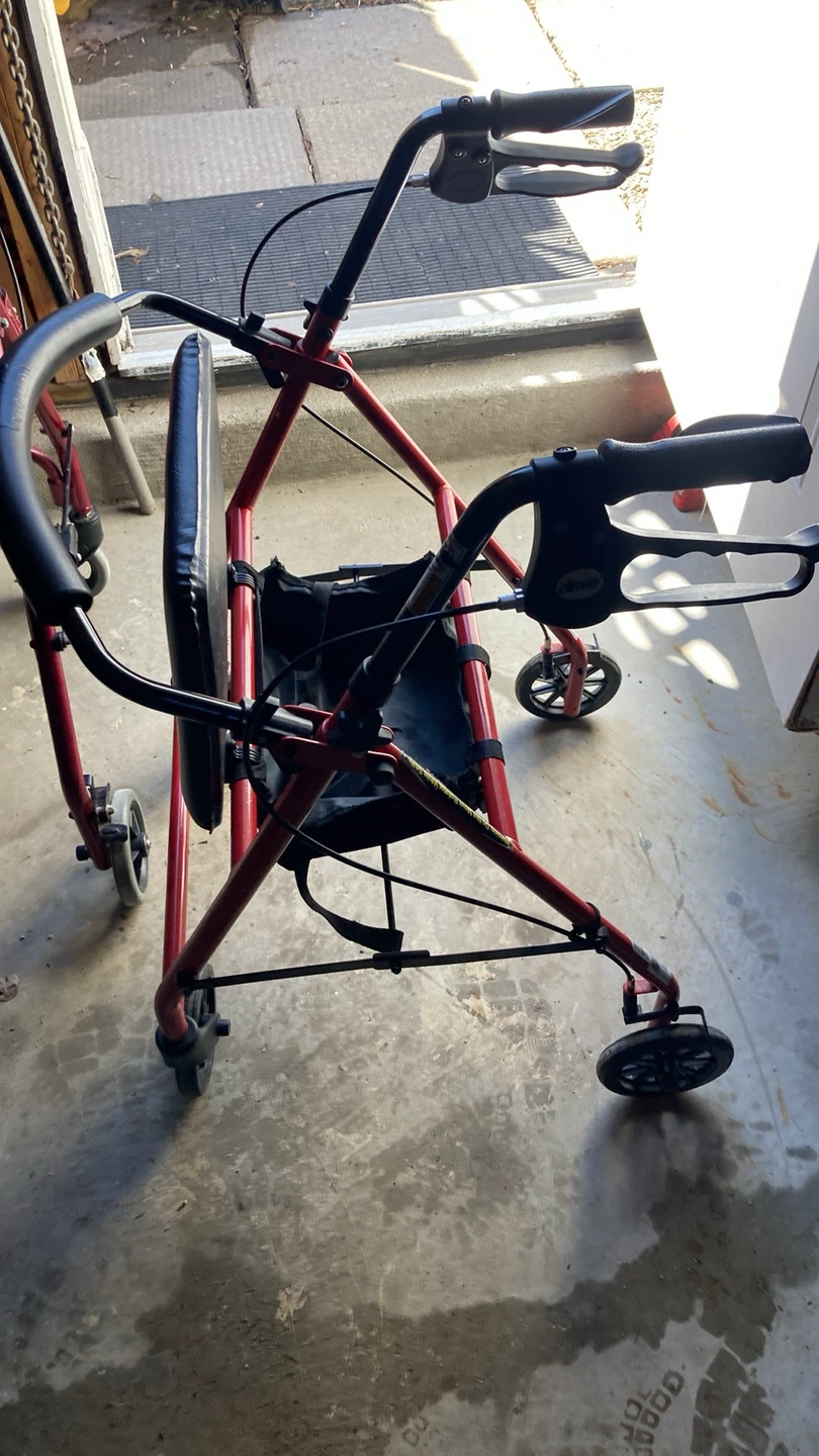 Red Drive Medical Walker with Seat and Bag - photo 3