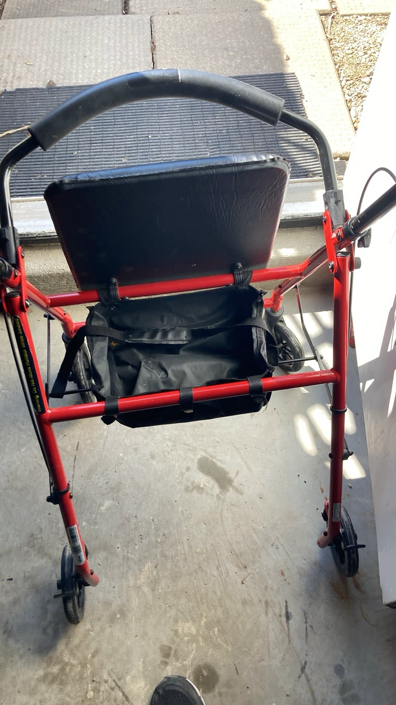 Red Drive Medical Walker with Seat and Bag