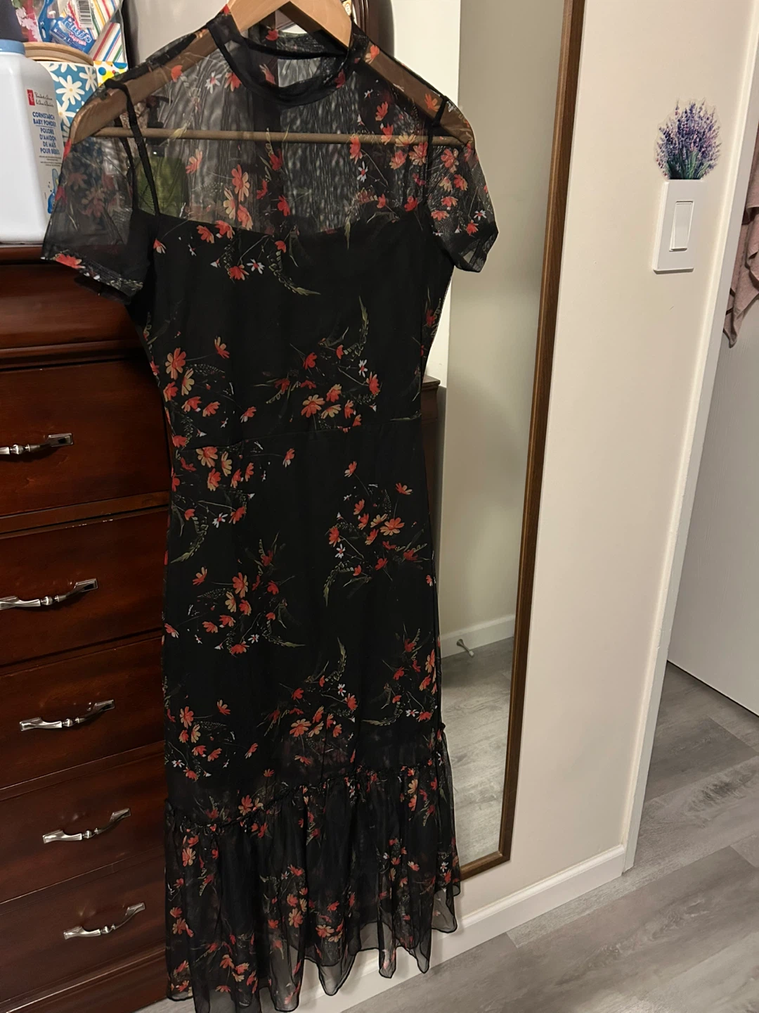 Sheer Floral Midi Dress 🌱