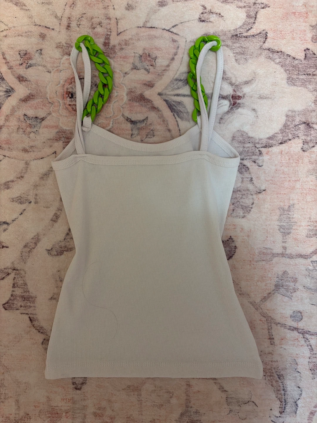White Tank Top with Green Chain Straps - photo 3