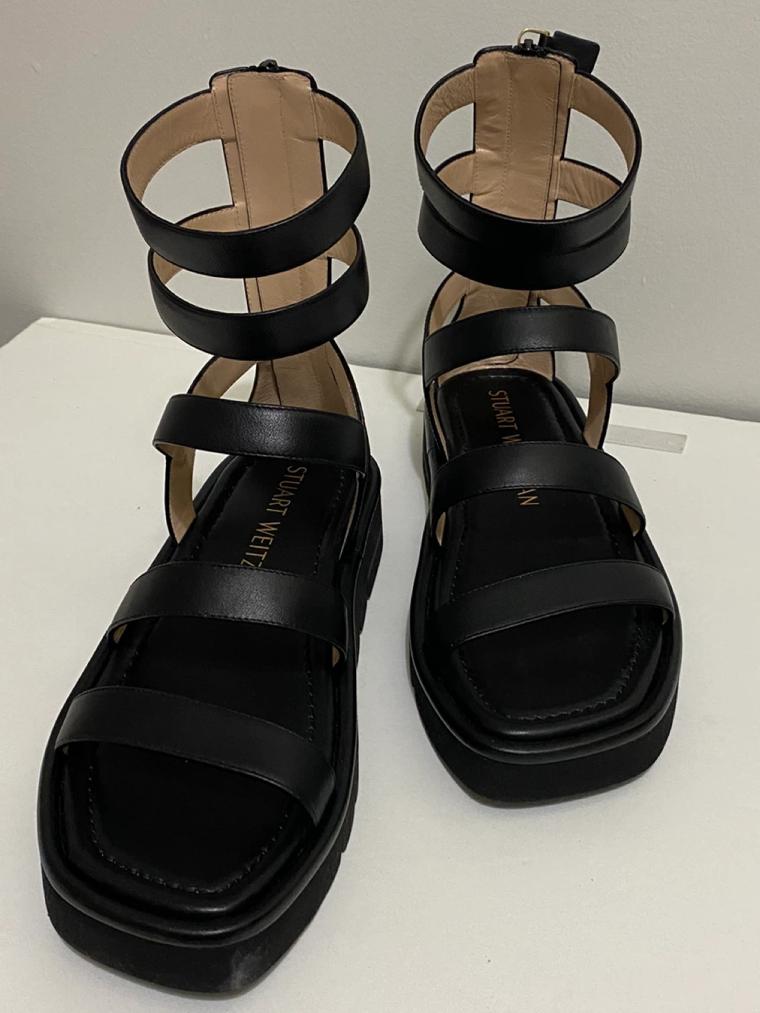 Stuart Weitzman Black Leather Gladiator Sandals - photo 2