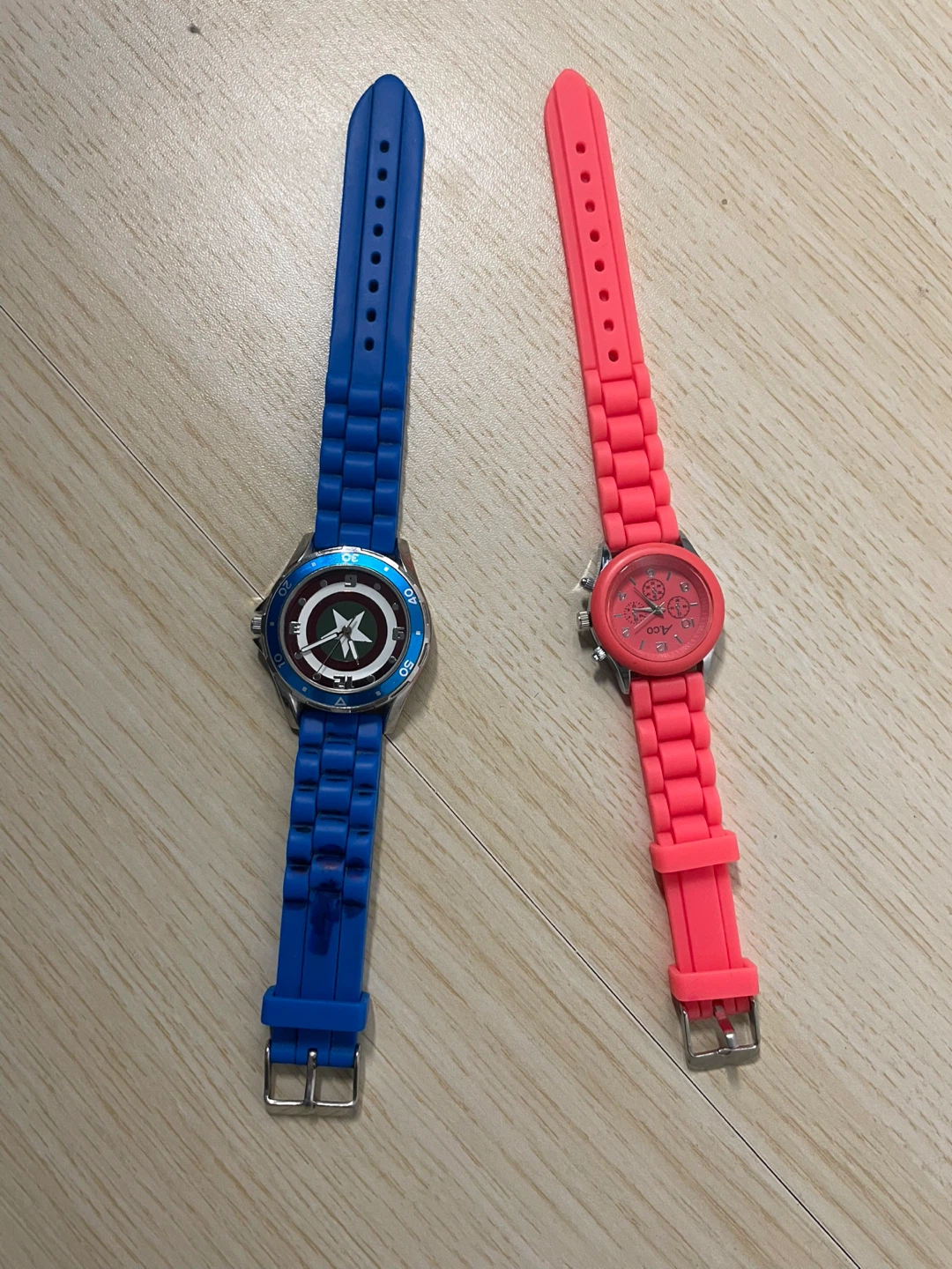 2 Kids Watches - Blue Captain America & Pink