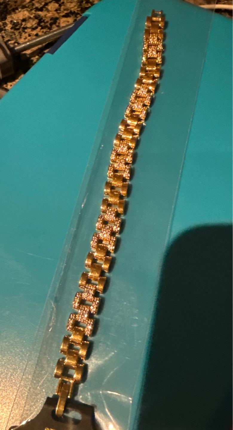 Gold plated 18k Rolex Bracelet with Rhinestones