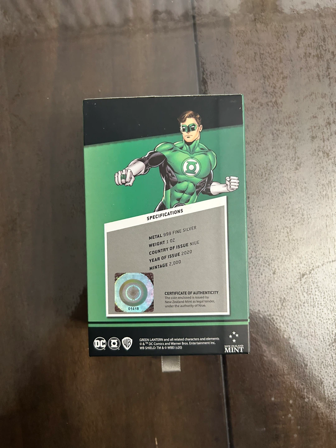 GREEN LANTERN 2020 1 OZ PURE SILVER PROOF COIN - photo 2