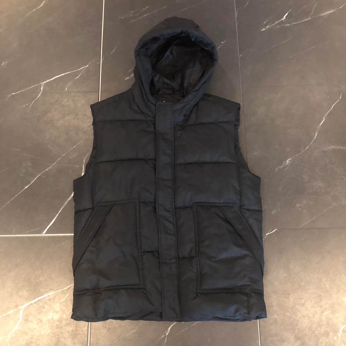 Black Puffer Vest with Hood
