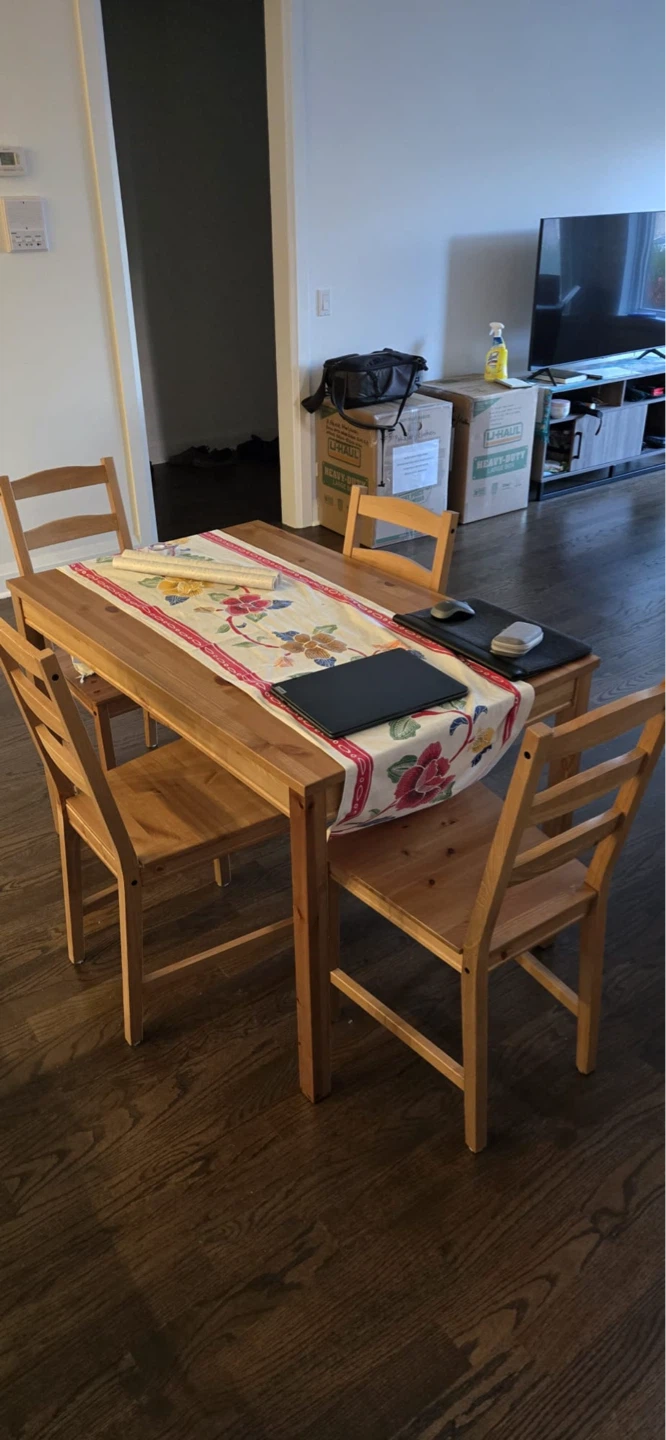IKEA Wooden Dining Table and Chairs Set