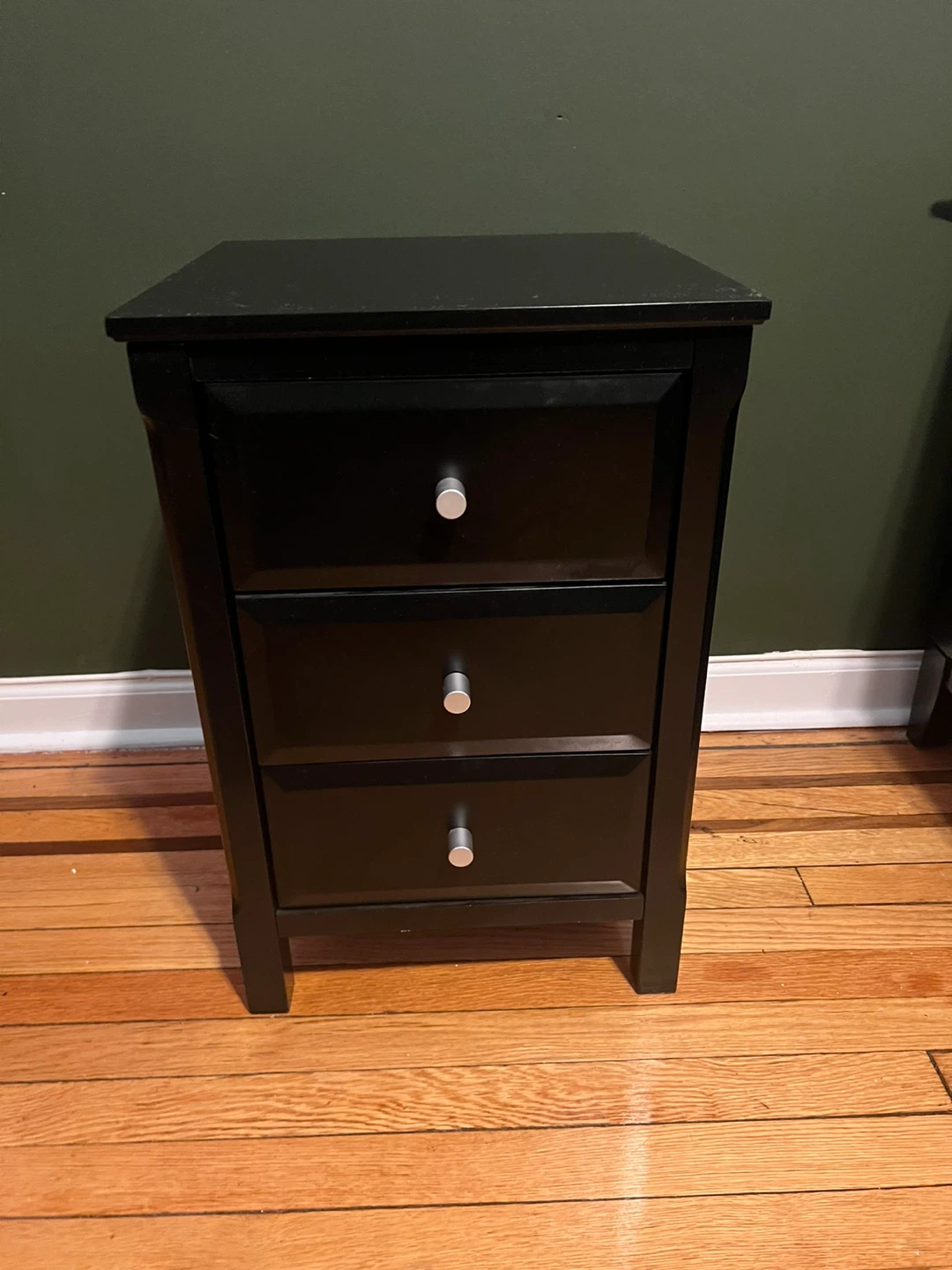 Black 3-Drawer Nightstand