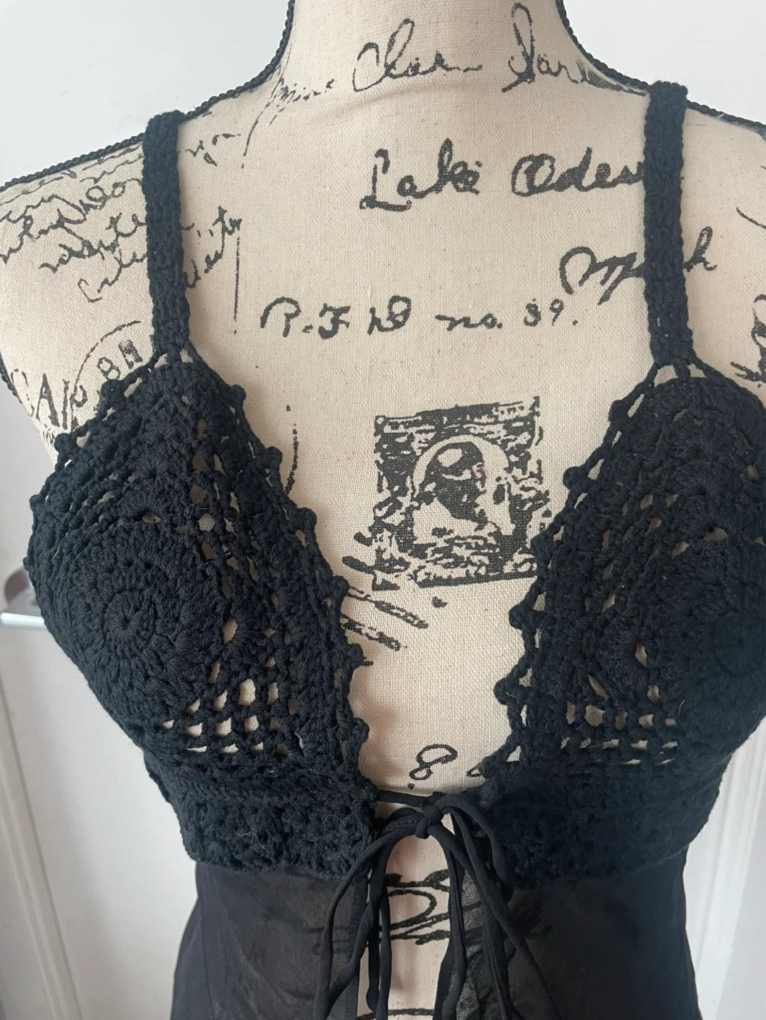Black Crochet Trim Camisole - Size S - photo 3