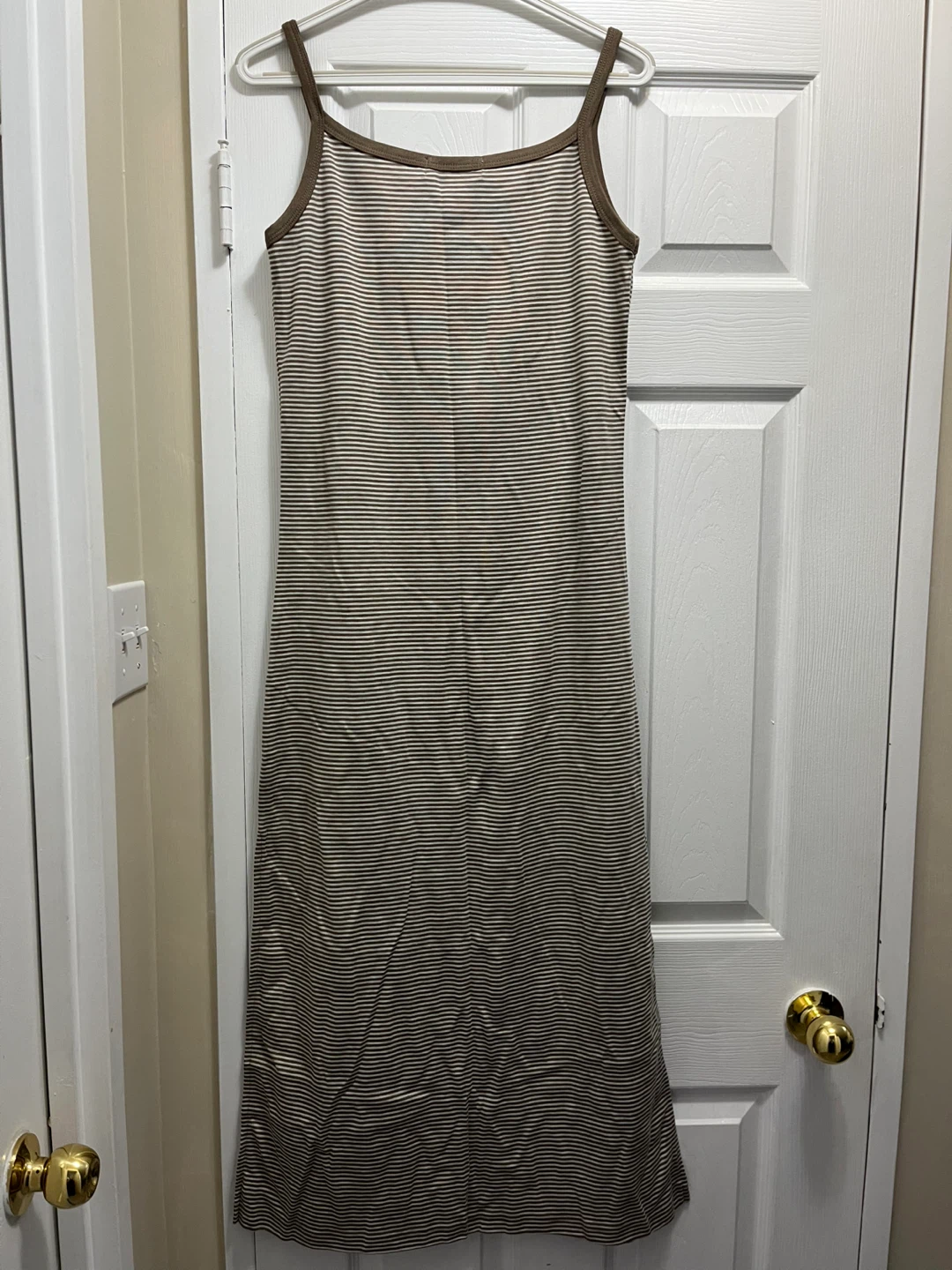 Striped Maxi Dress - Brown/White - Size M - photo 2
