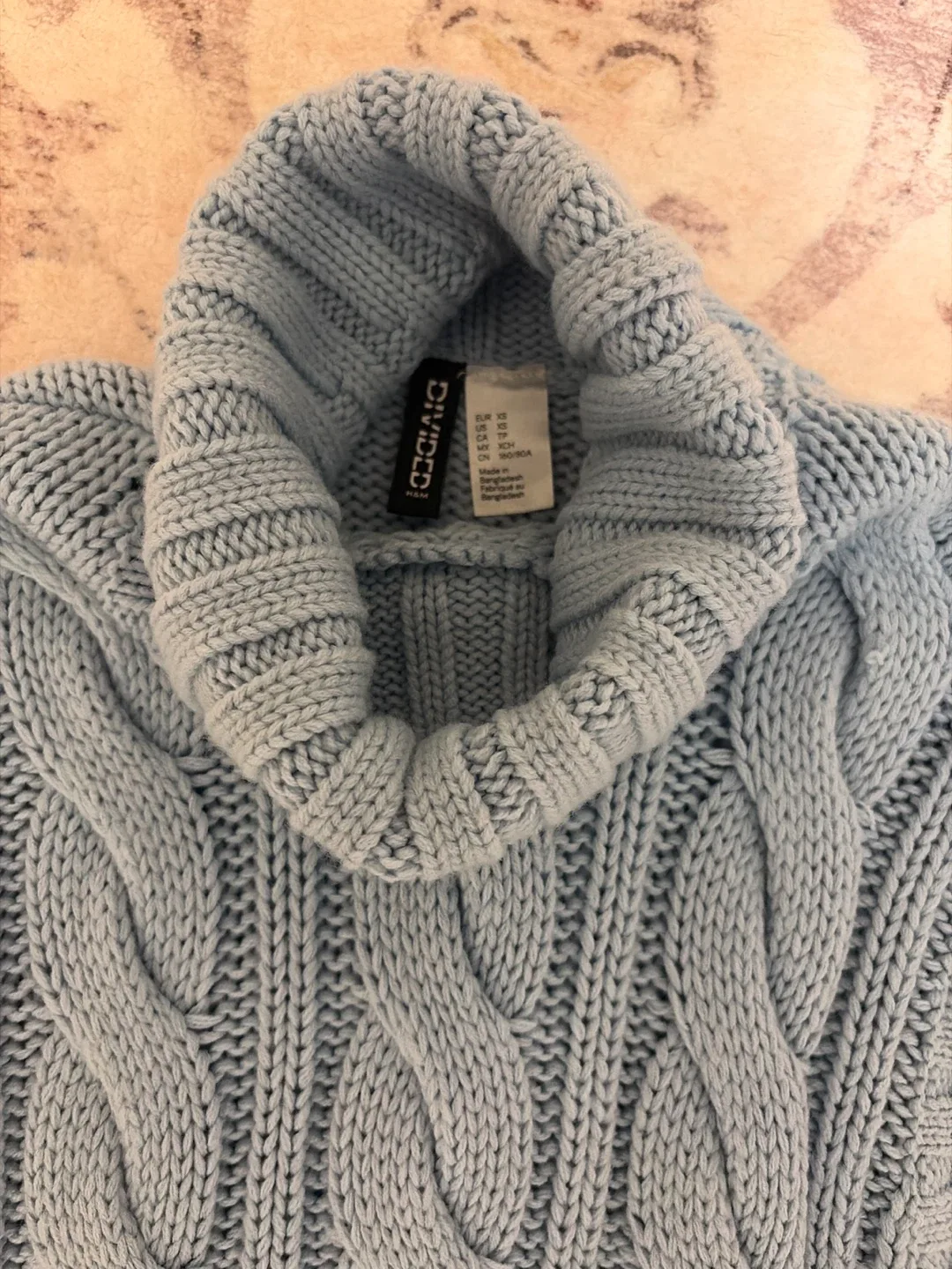 H&M Blue Cable Knit Turtleneck Vest - photo 2