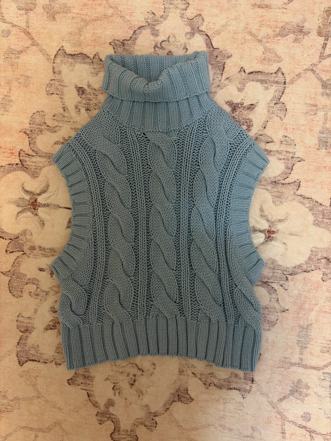 H&M Blue Cable Knit Turtleneck Vest