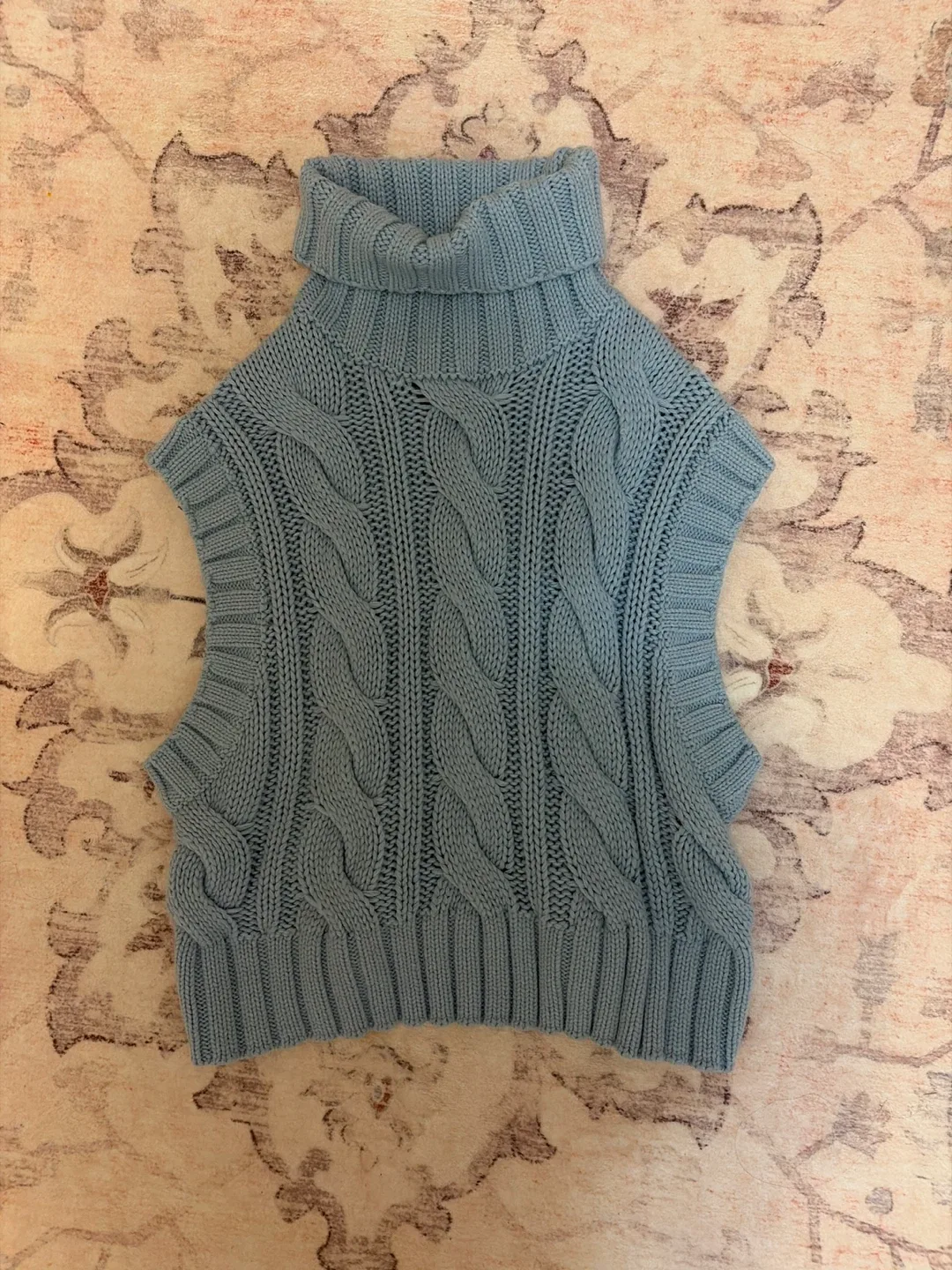 H&M Blue Cable Knit Turtleneck Vest
