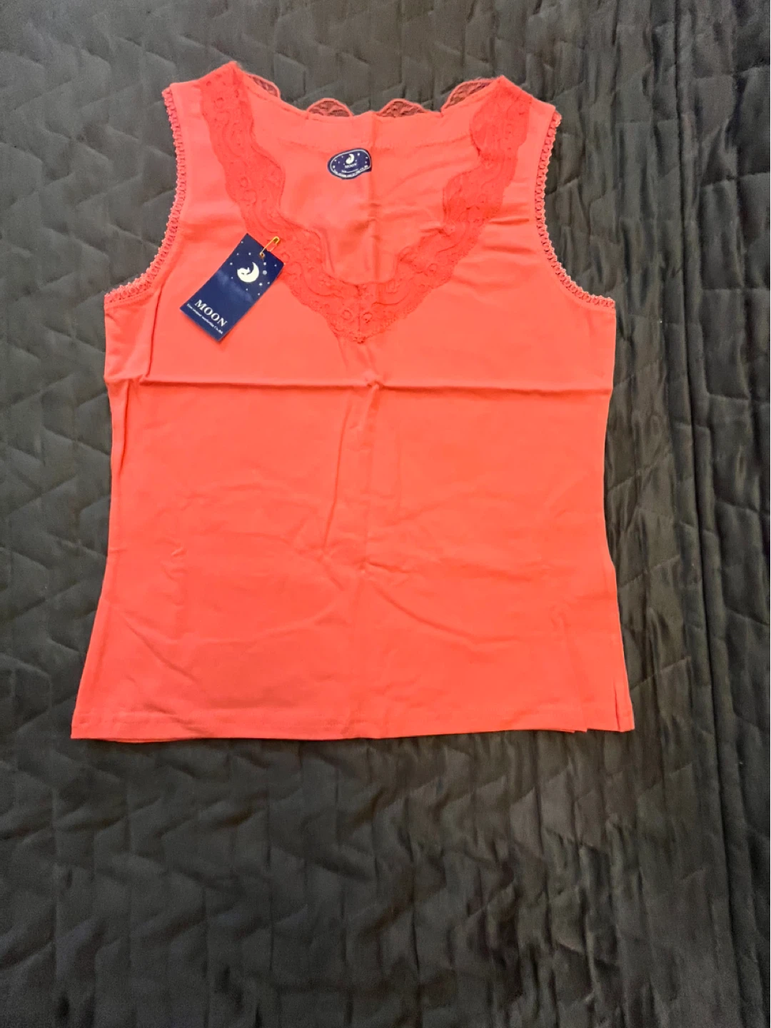 Lace Trim Tank Top - Coral