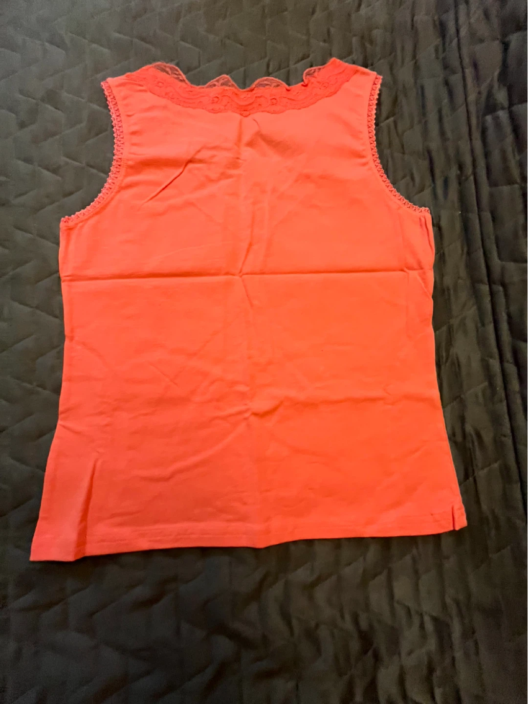 Lace Trim Tank Top - Coral - photo 2