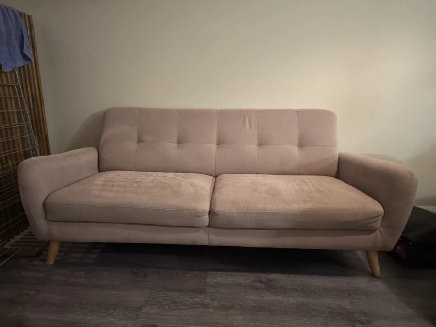 Pink Tufted Loveseat Sofa