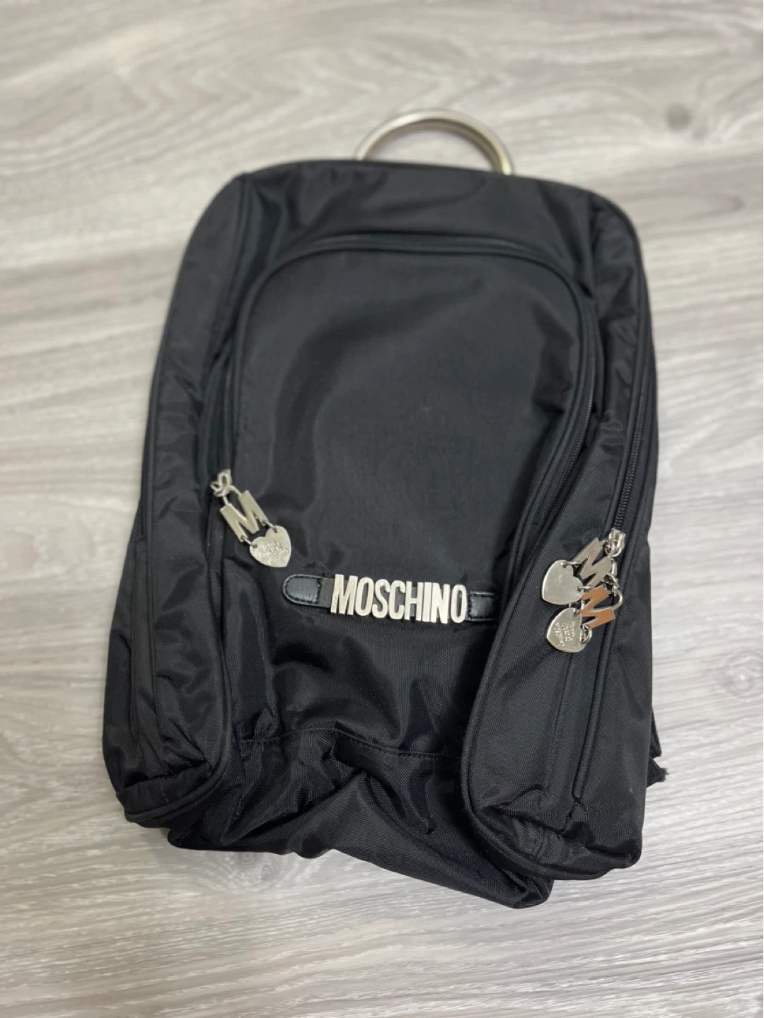 MOSCHINO Black Nylon Backpack Bag