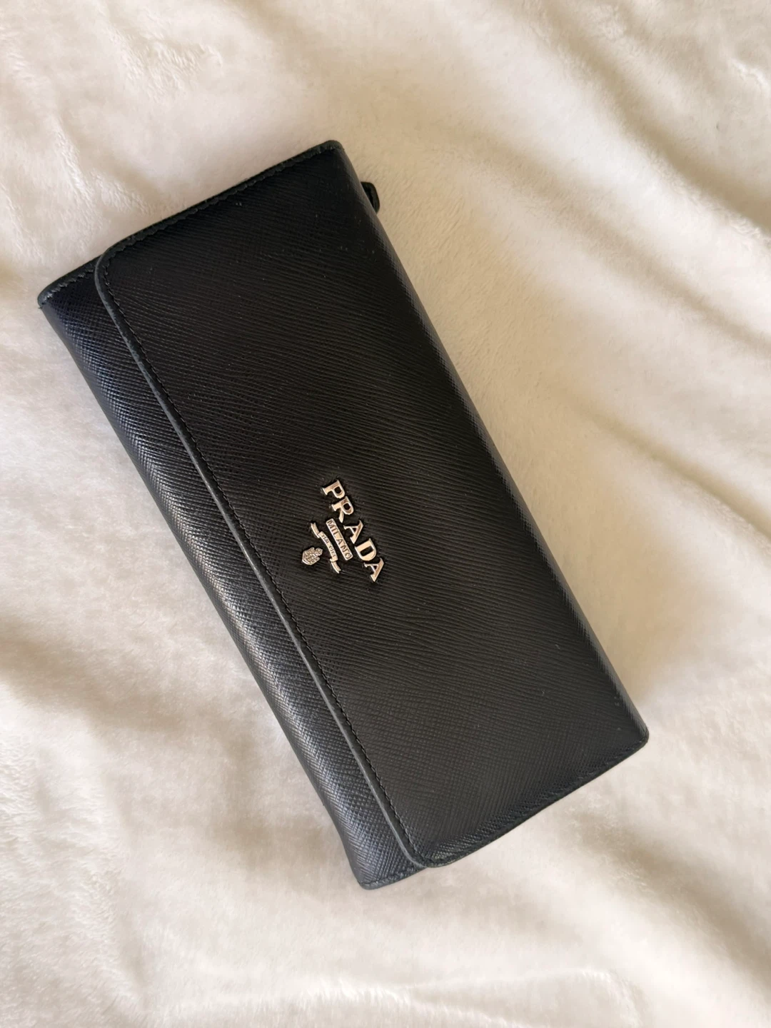 Prada Black Saffiano Leather Wallet with Card Holder