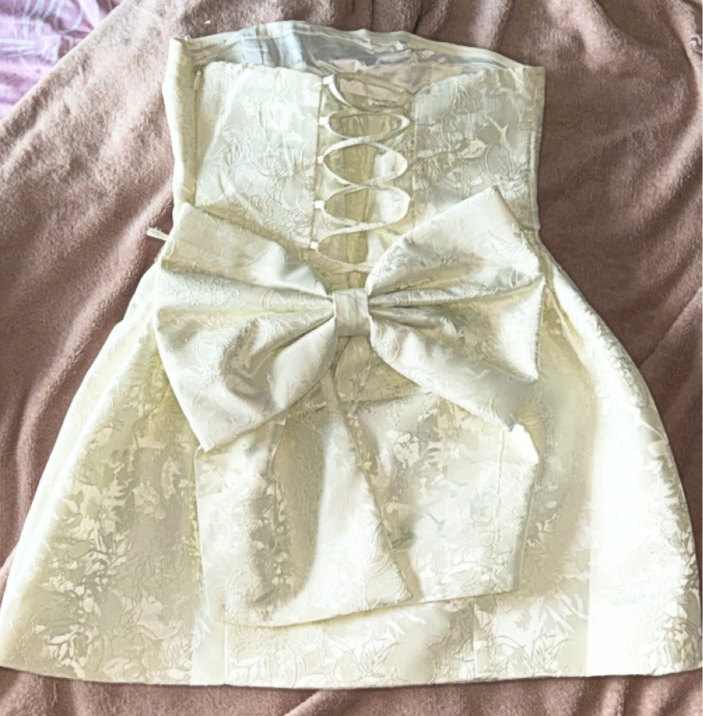 BABYBOO Ivory Strapless Bow Dress - photo 2