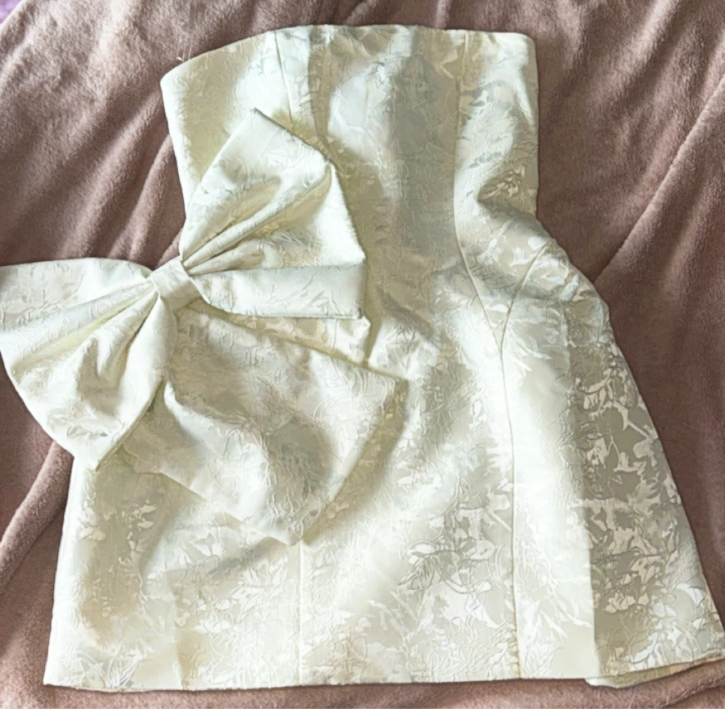 BABYBOO Ivory Strapless Bow Dress