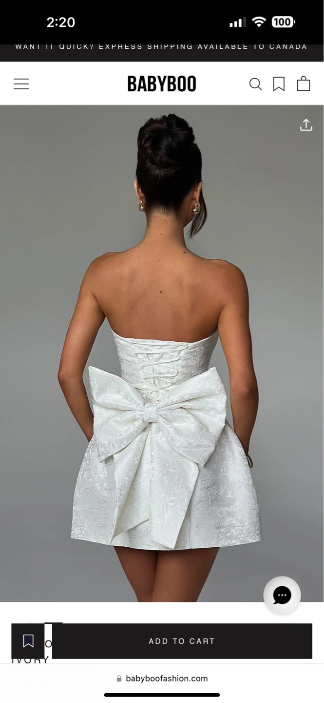 BABYBOO Ivory Strapless Bow Dress - photo 4