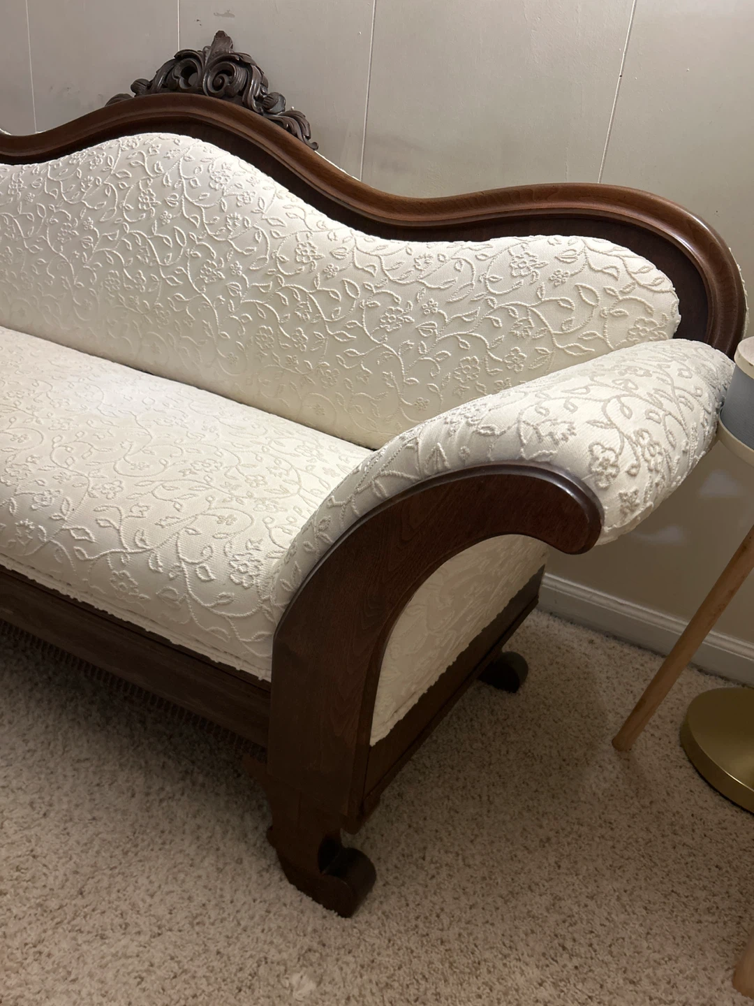 Antique Style Settee Couch - Ornate Wood Frame - photo 4