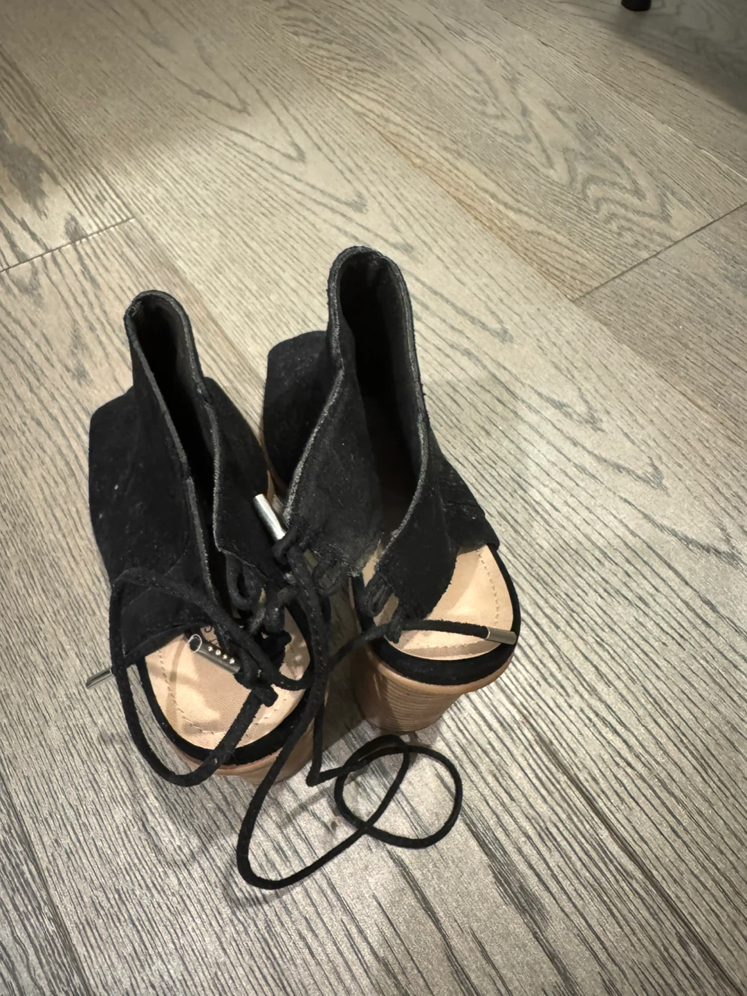 Black Call It Spring Peep - Toe Lace - Up Heels - Size US 7.5 - photo 5
