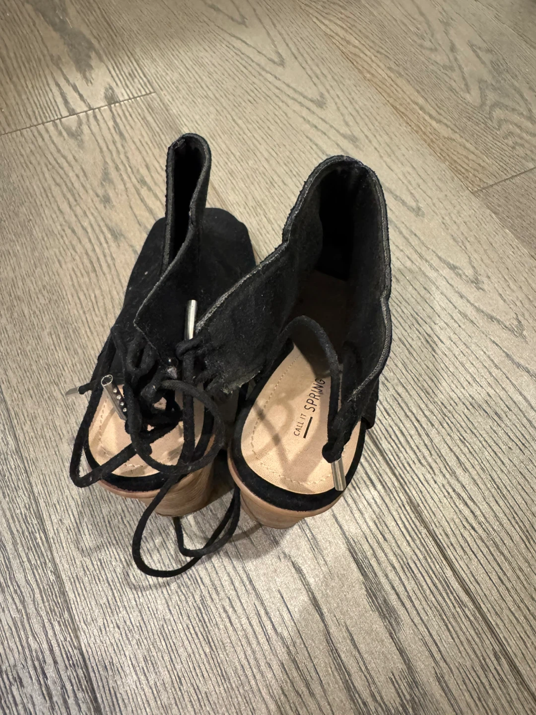 Black Call It Spring Peep - Toe Lace - Up Heels - Size US 7.5 - photo 4