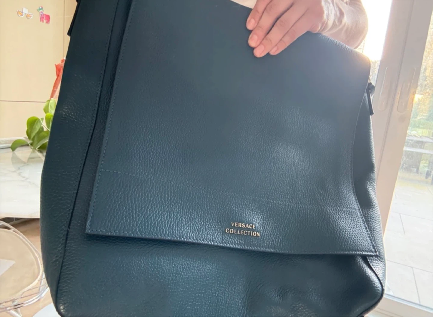 Versace Collection Teal Leather Crossbody Bag - photo 4