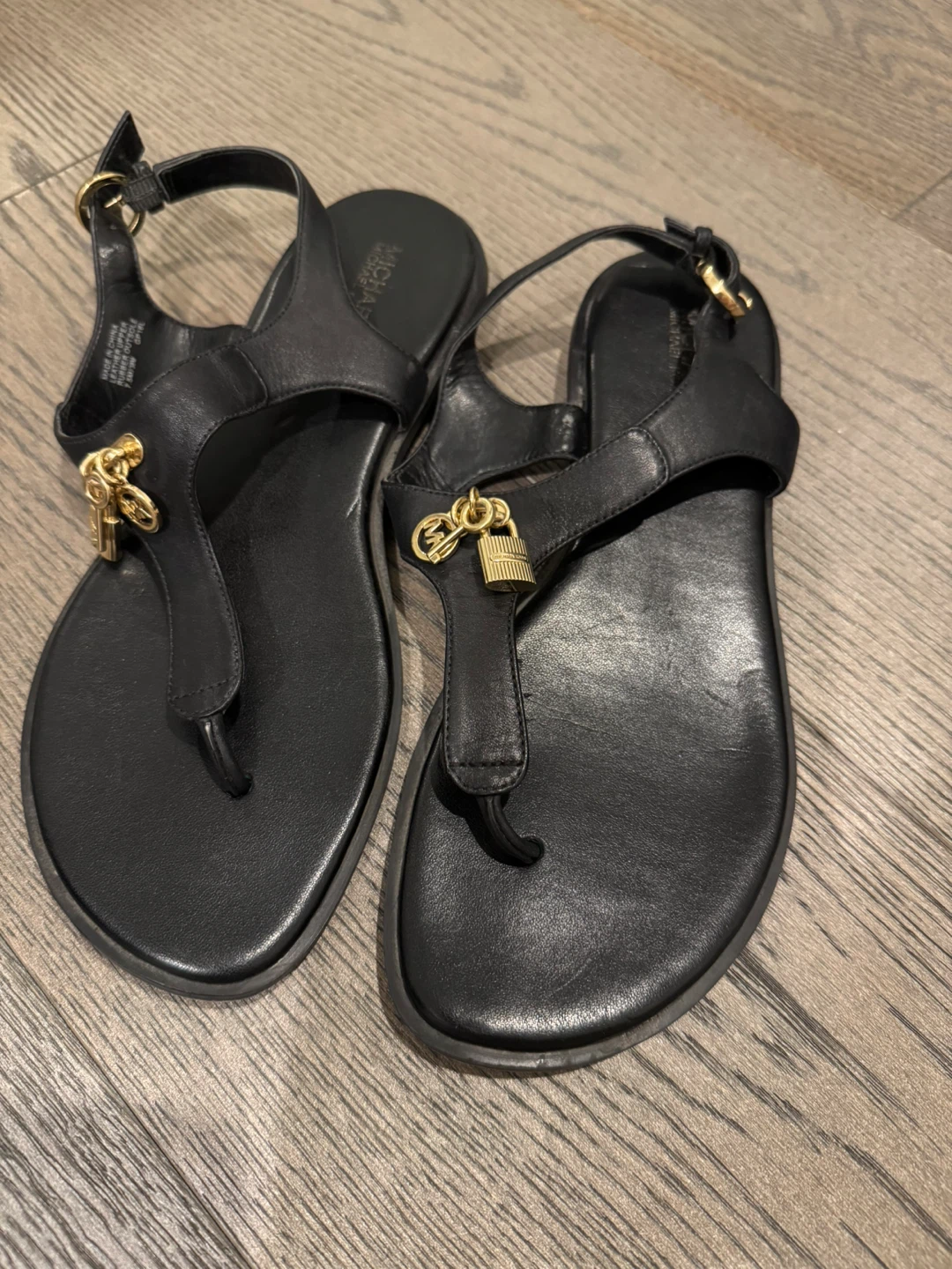 Michael Kors Leather Sandals with Gold Hardware - Size US 7.5