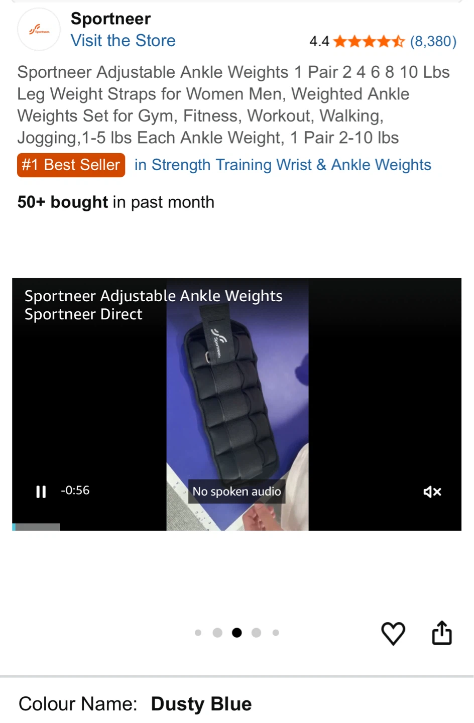 Sportneer Adjustable Ankle Weights - Dusty Blue (1 Pair) - photo 5