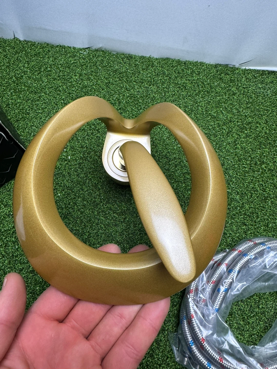 Gold Faucet Handle with Hoses