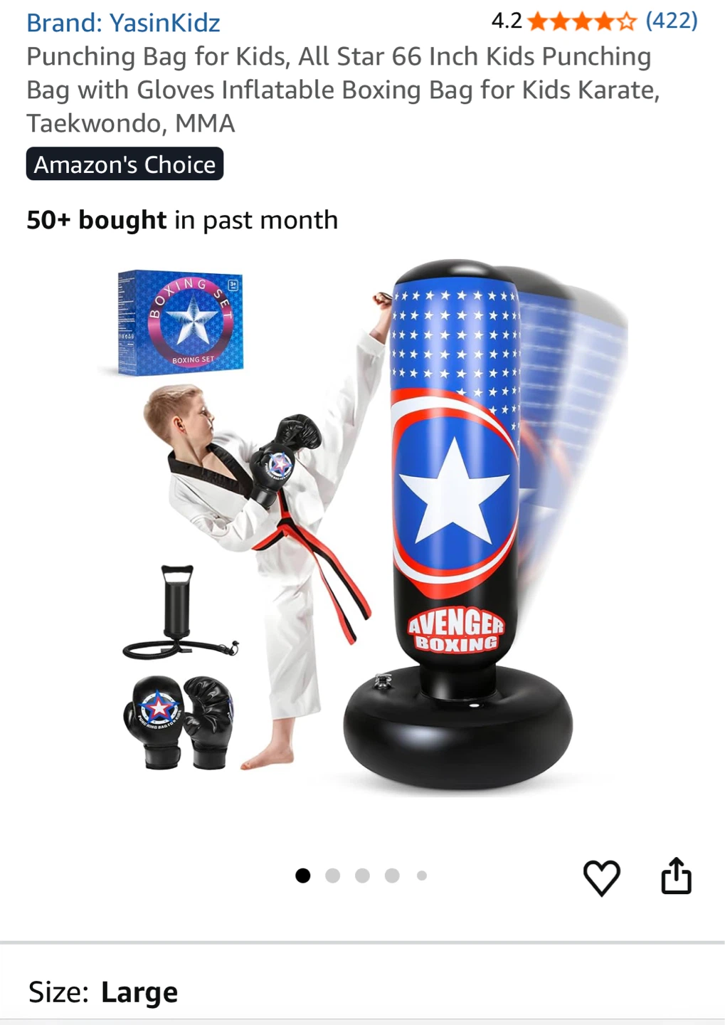 YasinKidz 66 Inch Inflatable Punching Bag with Gloves