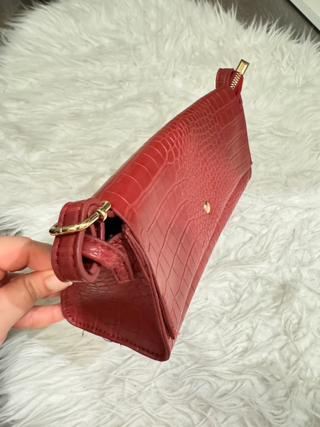 Red Croc-Embossed Clutch Purse - photo 4