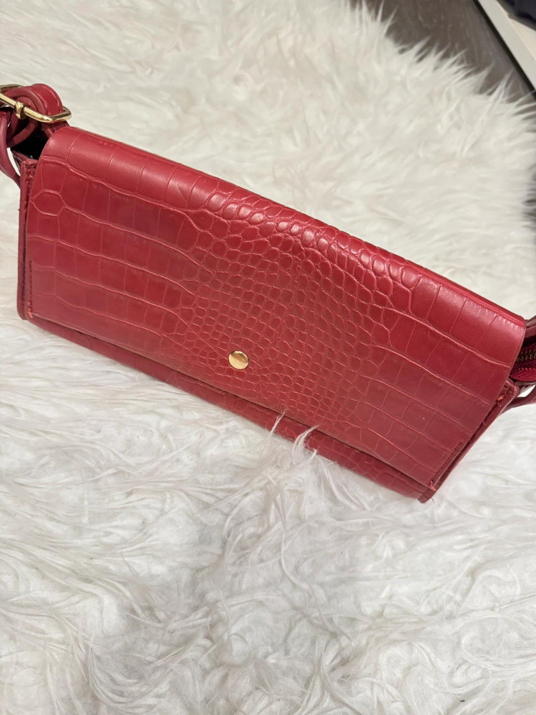 Red Croc-Embossed Clutch Purse