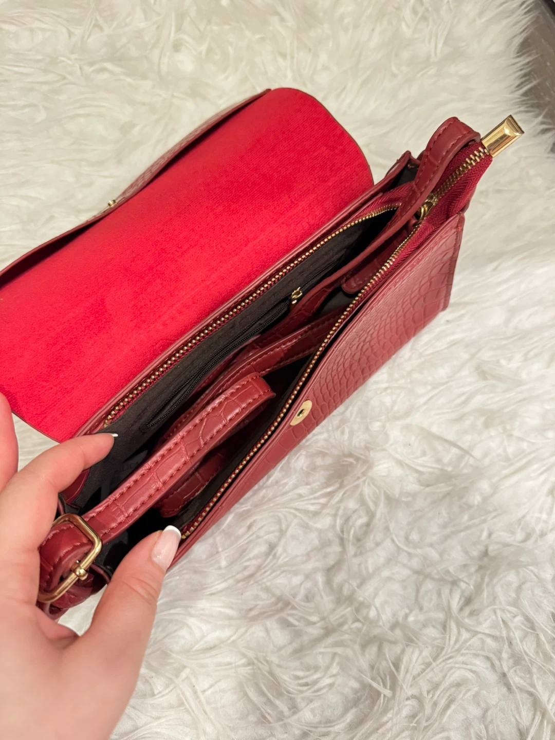 Red Croc-Embossed Clutch Purse - photo 3