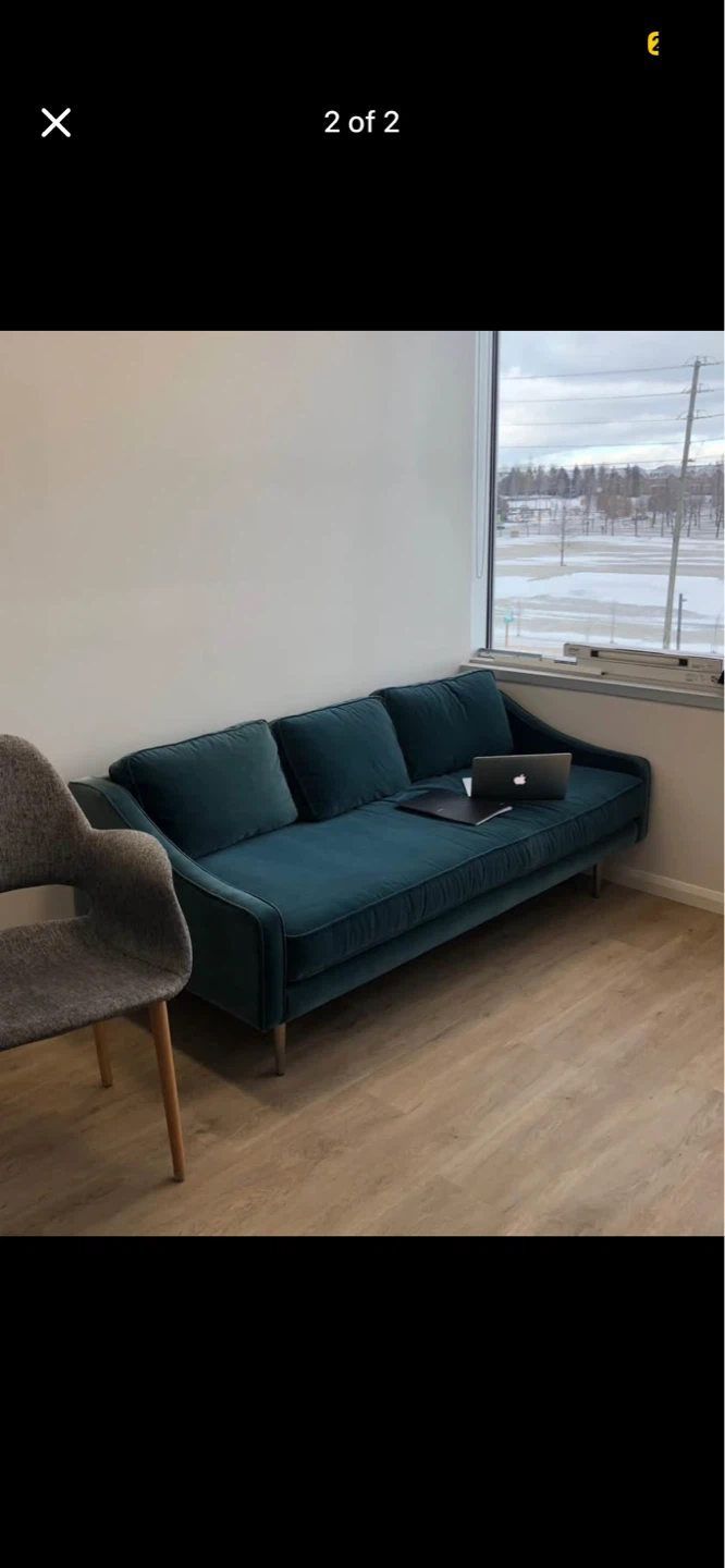 Teal Velvet Sofa $50 Need it gone by tomorrow