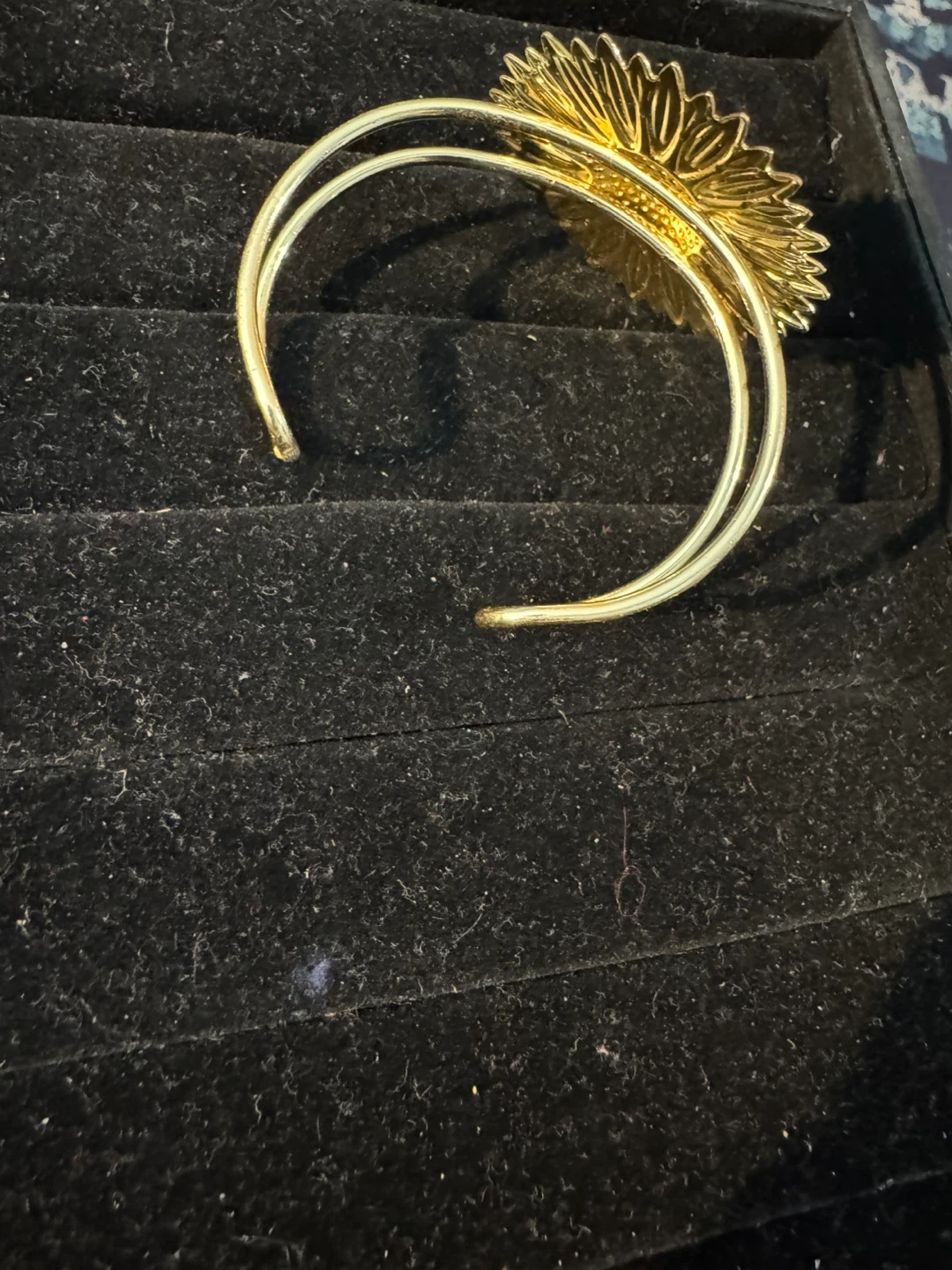 Gold tone Sunflower Cuff Bracelet with Leopard Print - photo 4