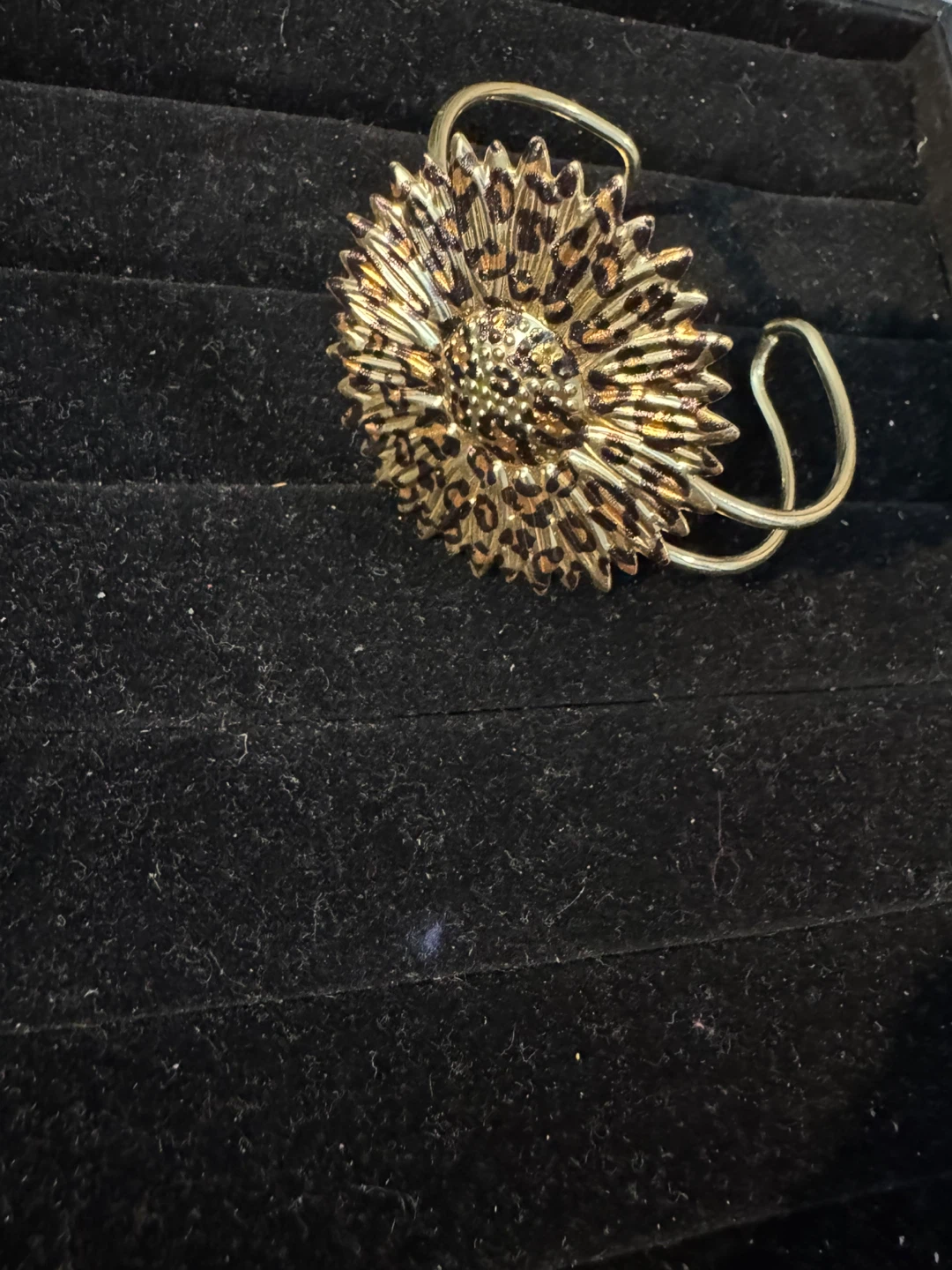 Gold tone Sunflower Cuff Bracelet with Leopard Print - photo 2