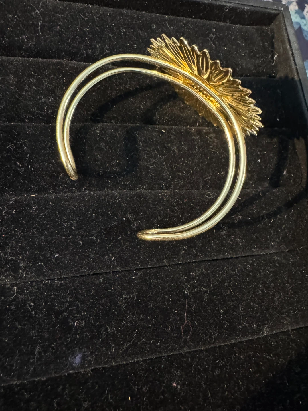 Gold tone Sunflower Cuff Bracelet with Leopard Print - photo 5