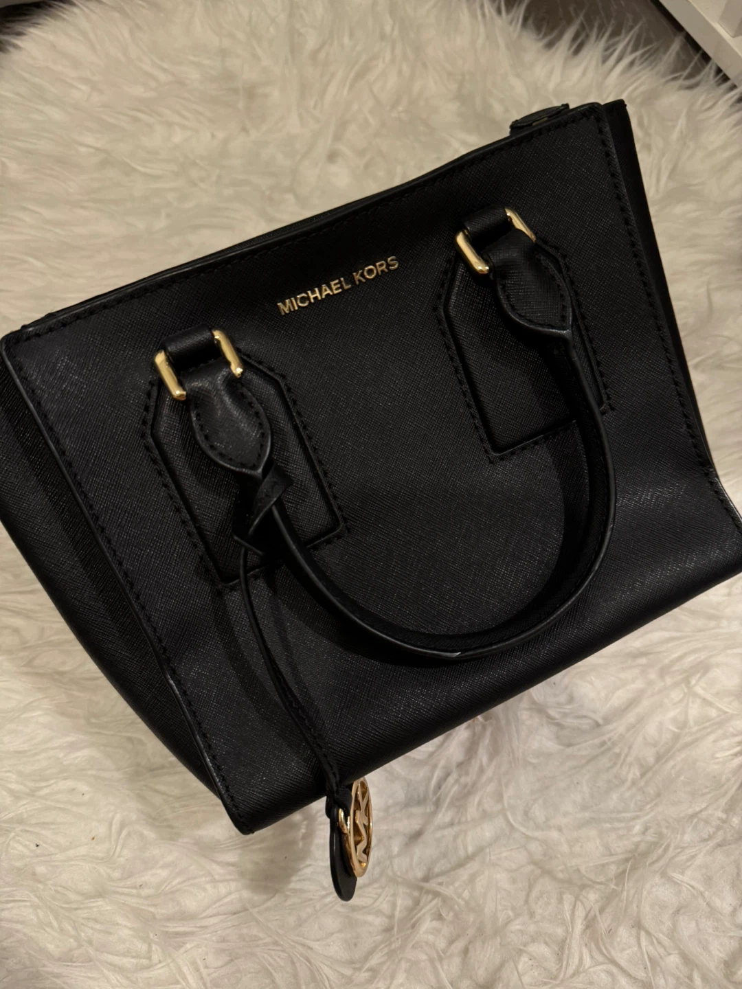 Michael Kors Black Leather Satchel Handbag