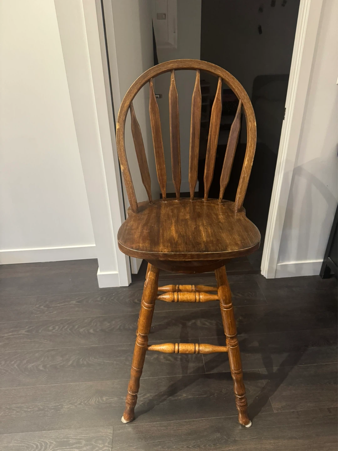 Solid Wood Swivel Bar Stools/Chairs, Set of 2
