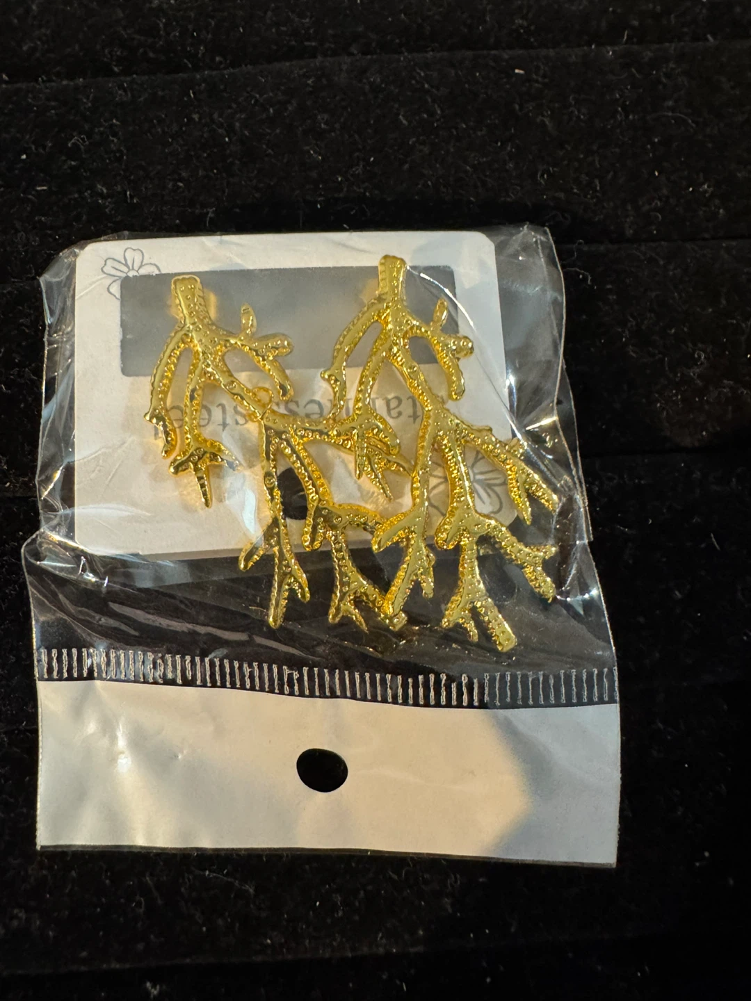 Gold coloured stainless steel branch earrings