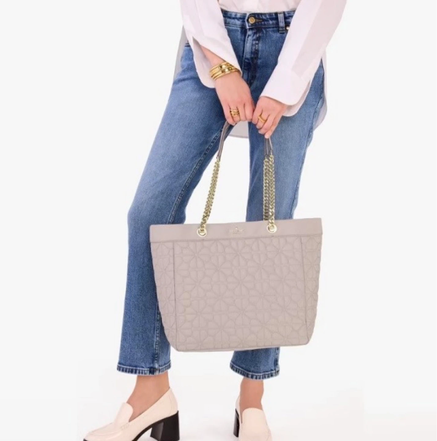 Kate Spade XL Tote Spade Flower Quilted Cozy Grey - photo 2