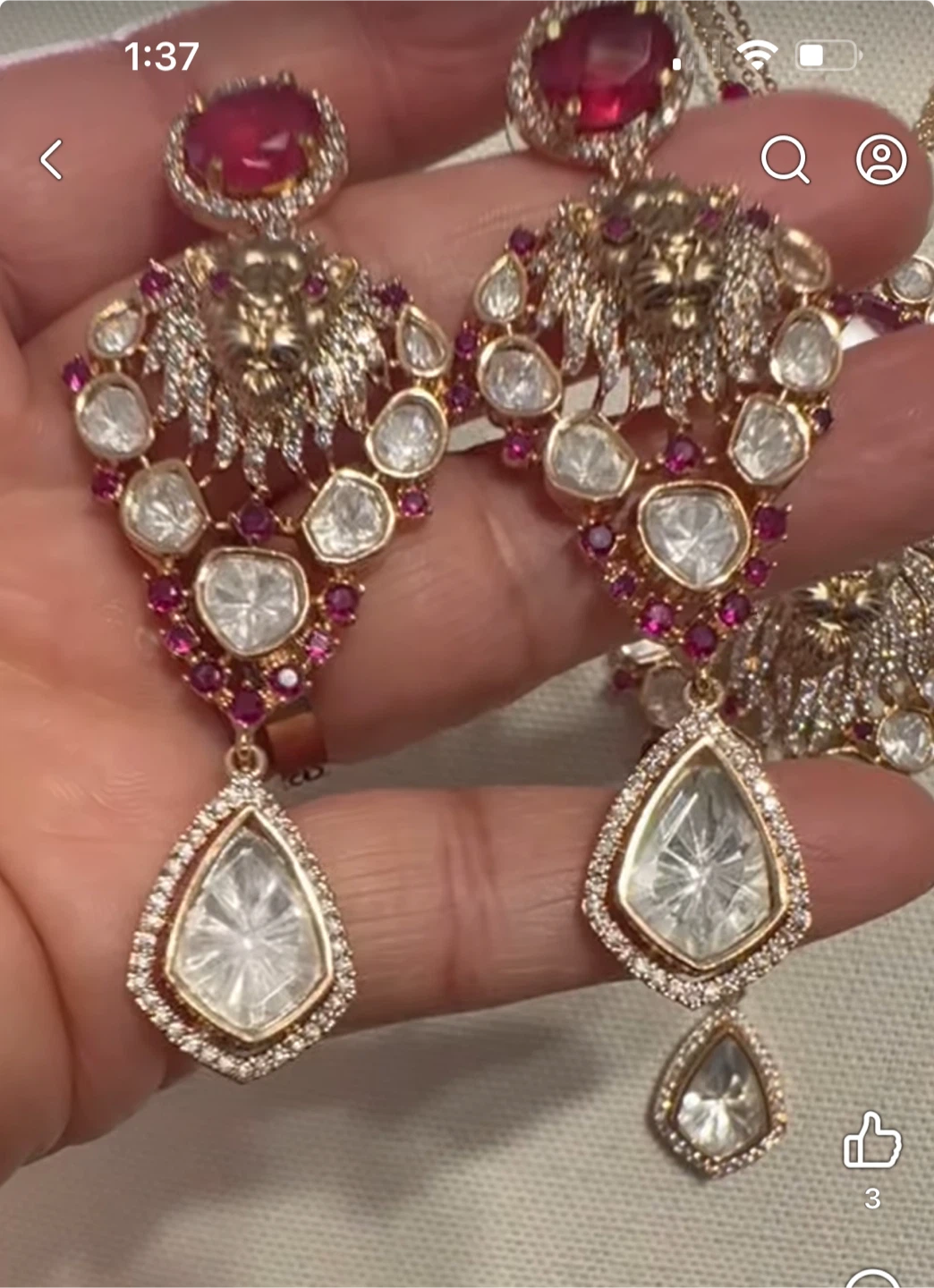 Gold plated moissanite tiger eye kundan set sabiya inspired - photo 2