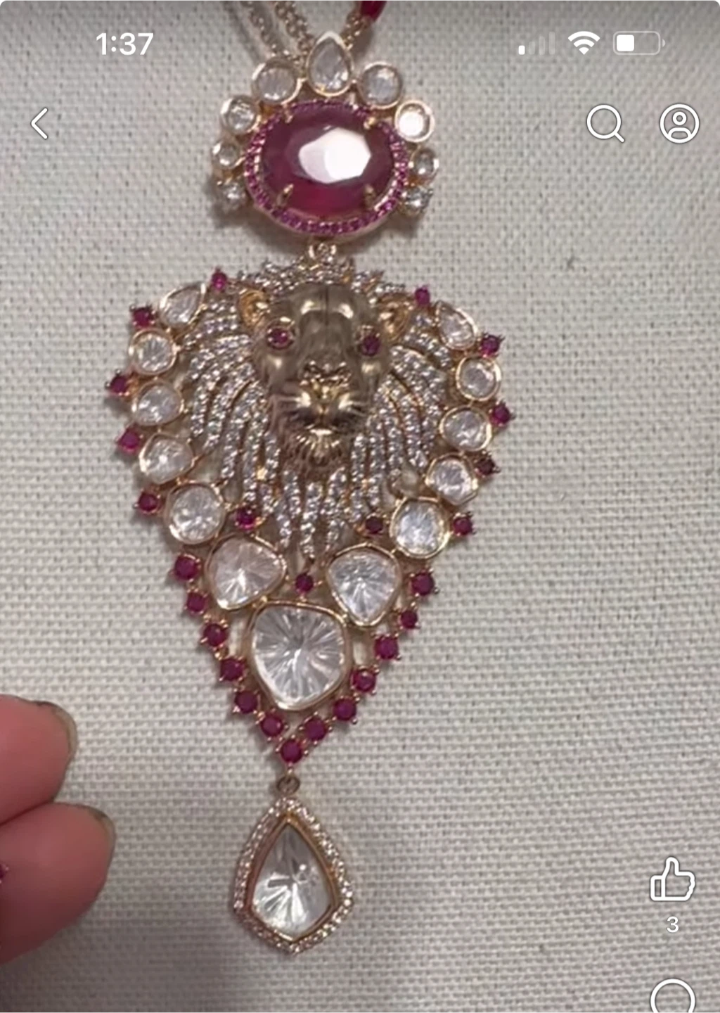 Gold plated moissanite tiger eye kundan set sabiya inspired - photo 4