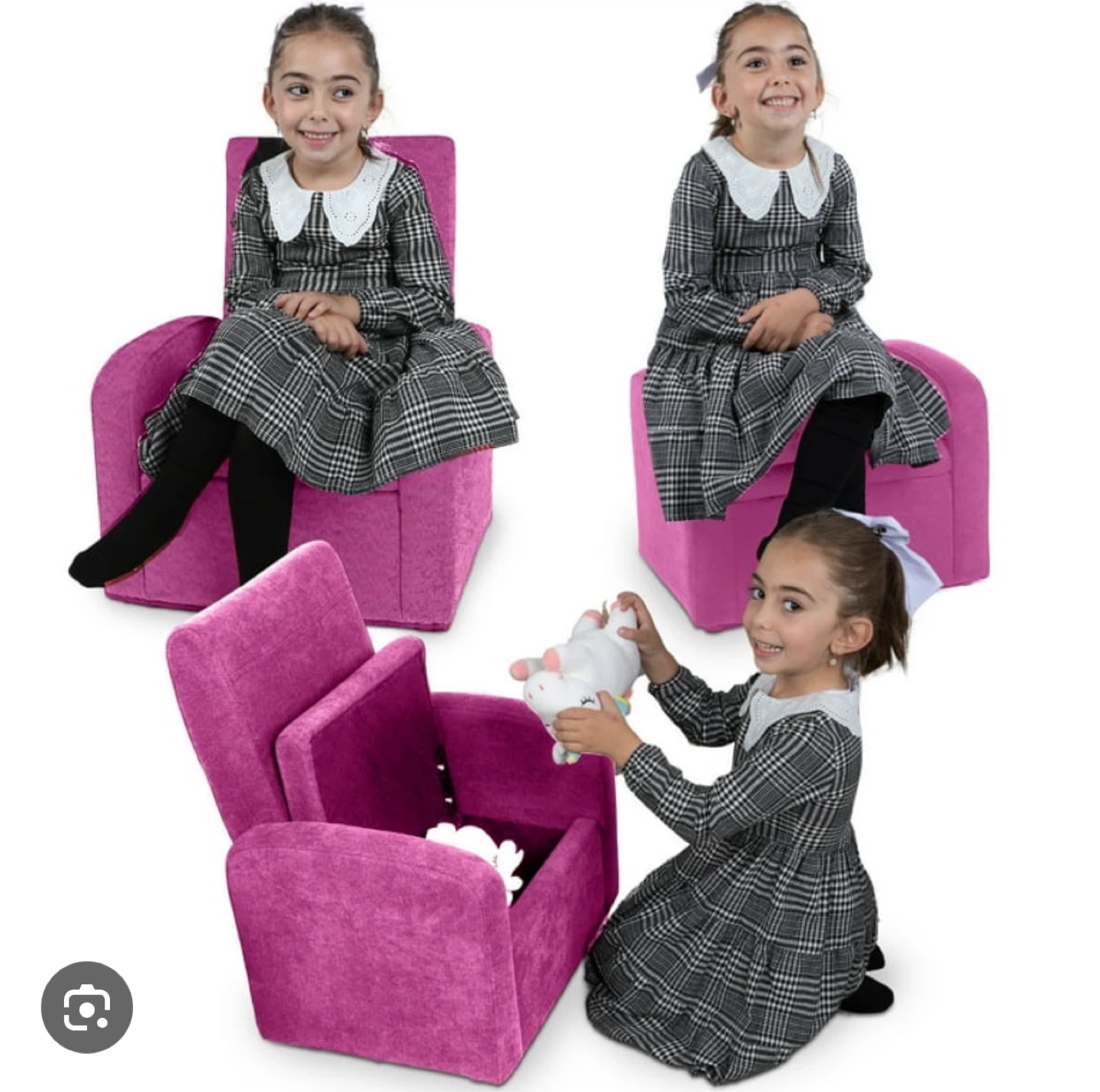 Pink Kids Upholstered Recliner with Storage