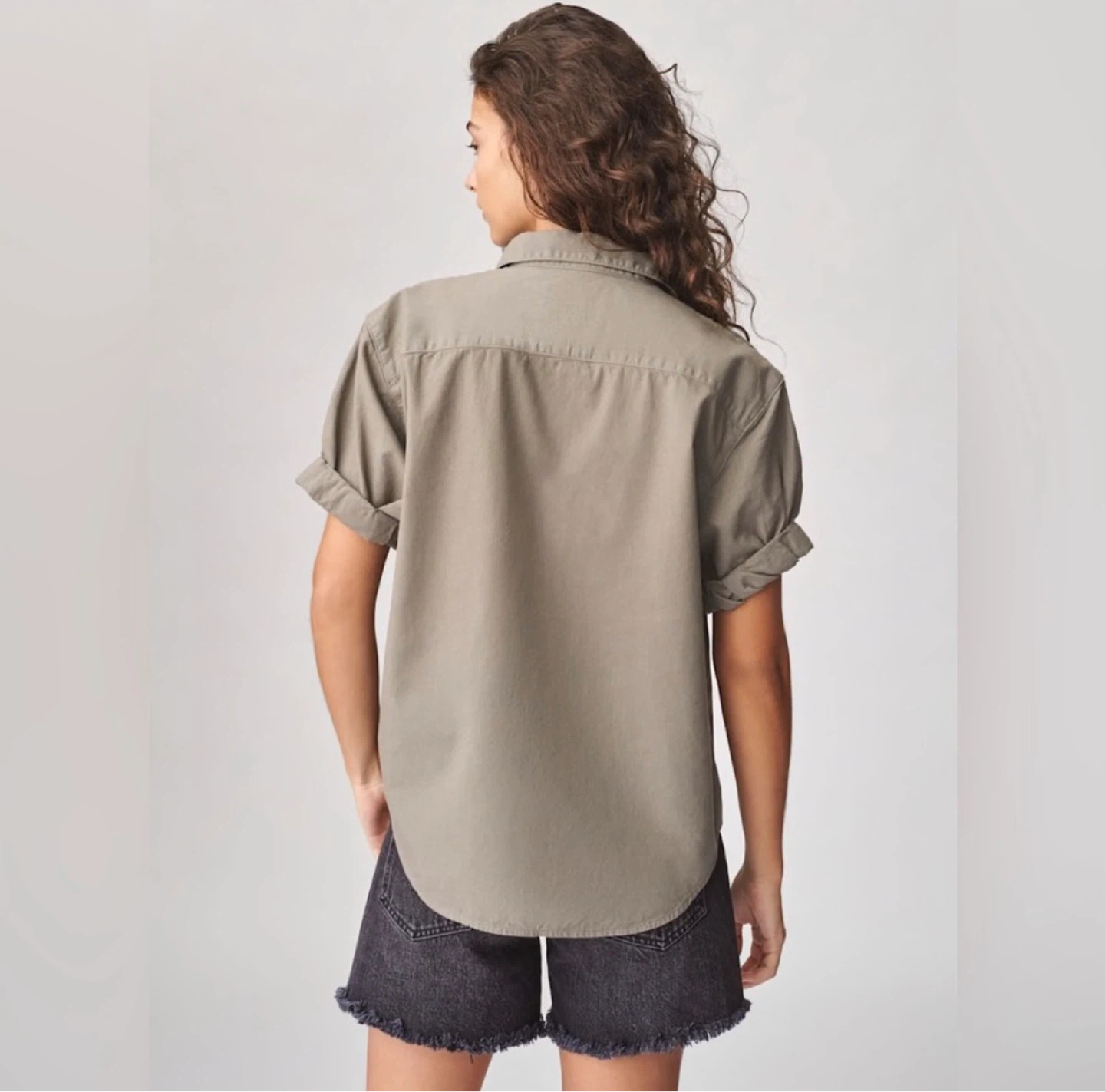 Aritzia Denim Forum The Jane Shirt | Olive Leaf Green - photo 4