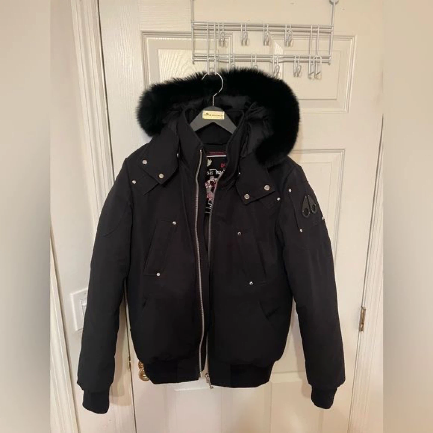 Moose Knuckles Black Bomber Jacket with Fur Hood - photo 3